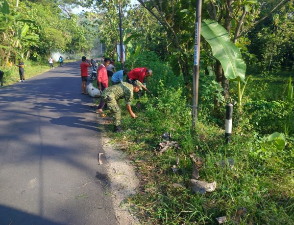 Koramil 0804/09 Sukomoro Laksanakan Kerja Bakti Sinergitas Untuk Indonesia Asri dan Magetan Resik